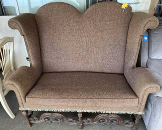 Old world straight high back loveseat