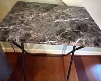 Marble Top Side Table with Metal Base