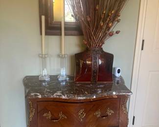 Vintage Marble Top Wood Chest