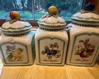 Ceramic Fruit-Themed Kitchen Canisters