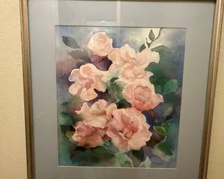 Floral Watercolor Painting with Frame