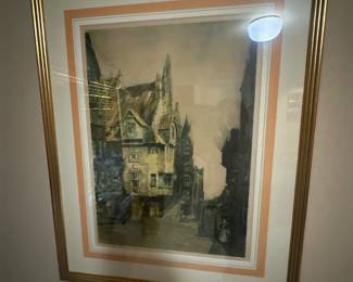 Vintage European Street Scene Print