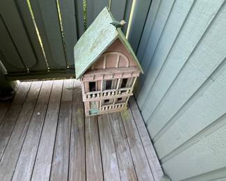 Vintage Wooden Dollhouse with Bird