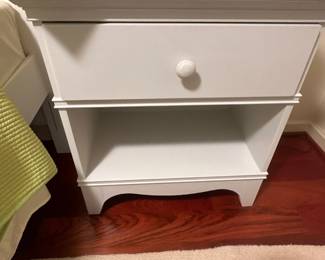 White Wooden Nightstand with Drawer