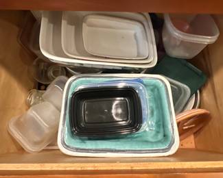 Mixed Ceramic and Plastic Food Containers