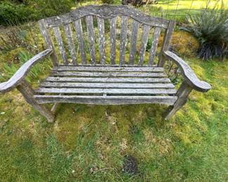 Weathered Wooden Garden Bench