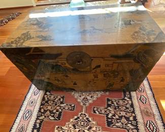 Asian Lacquered Wood Storage Chest
