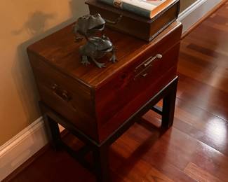 Small ches, 18.5wide, 13" deep, 22" tall, solid wood on dark legs