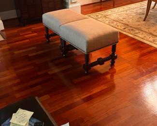 2 matching stools with beautiful dark carved legs