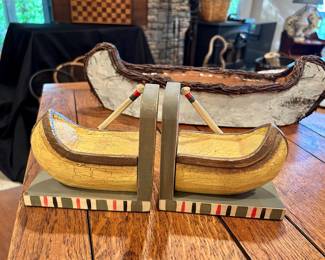 Vintage canoe bookends