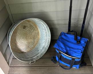 Metal wash tub and soft sided cooler