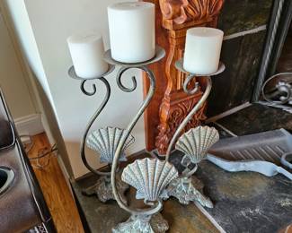 Brass seashell candle holders 