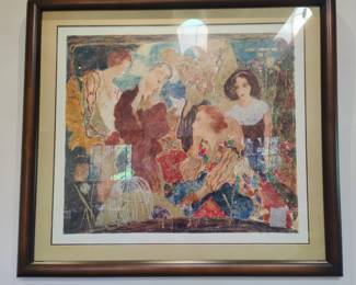 Fairchild Lithograph — “The Gift of Keys”  Professionally framed with custom copper leaf frame and double silk matting.  Originally sourced from a Northern California gallery and featured on the back cover of an art & antiques magazine.  