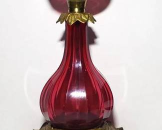 1900s ruby glass lamp