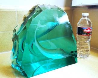 1960s (?) Vicke Lindstrom Kfor Kosta masterpiece engraving in 23 pound case glass block