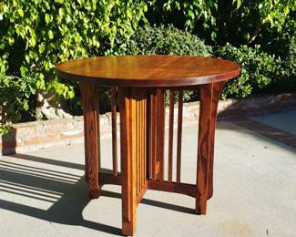 Restoration Hardware by Michael's Furniture quartersawn oak round side table