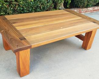 High end Janus et Cie, Harbour Outdoor teak and stainless steel patio set with coffee table, restored