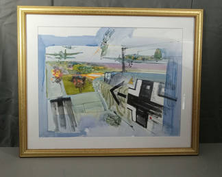 Lot 349: Framed Illustration by George Guzzi