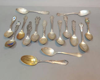 Lot 192: Sterling Souvenir Spoons - Tiffany & Co., More (222+dwt)