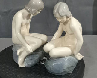 Lot 276: Royal Copenhagen Girl on Rock Figurines