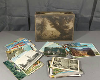 Lot 289: Vintage Postcards & Uneeda Biscuit Tin