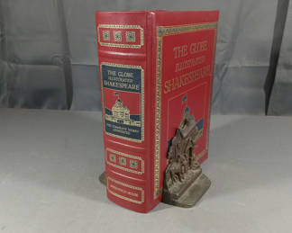 Lot 293: The Globe Illustrated Shakespeare & Brass Bookends