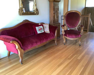 Lot 212: Antique Settee and Chair