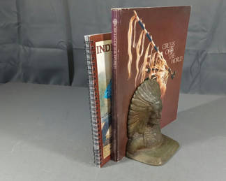 Lot 292: Native American Books & Brass Bookends