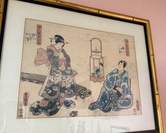 Antique Japanese Woodblock Print By Utagawa Kunisada Edo Period A Tale of Genji Series