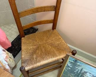 Antique Ladder Back/Rush Seat Side Chair