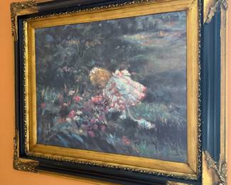 Original Oil Painting Signed Rolando P Lampito Baroque Style Frame