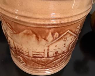 Antique 1920's Hull Pottery "Alpine" Pretzel Jar with Original Lid