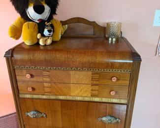 Art Deco Waterfall Walnut Dresser with Original Bakelite Drawer Pulls