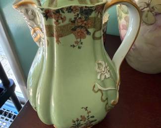 Antique(1894) Haviland Limoges Elaborate Floral Cocoa Pot , France
