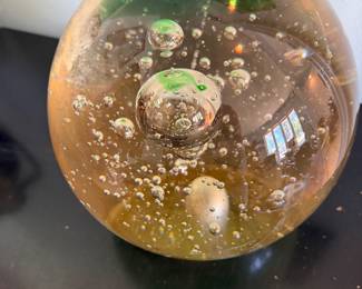 Mid Century Murano Art Clear Glass Mantel Orb