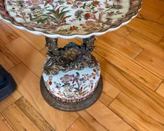 Antique  Chinese Famille Rose "Tazza" Elevated 2 Tier Server