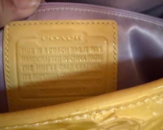 Coach Leah Signature Yellow Embossed Yellow Patent Leather Hand Bag