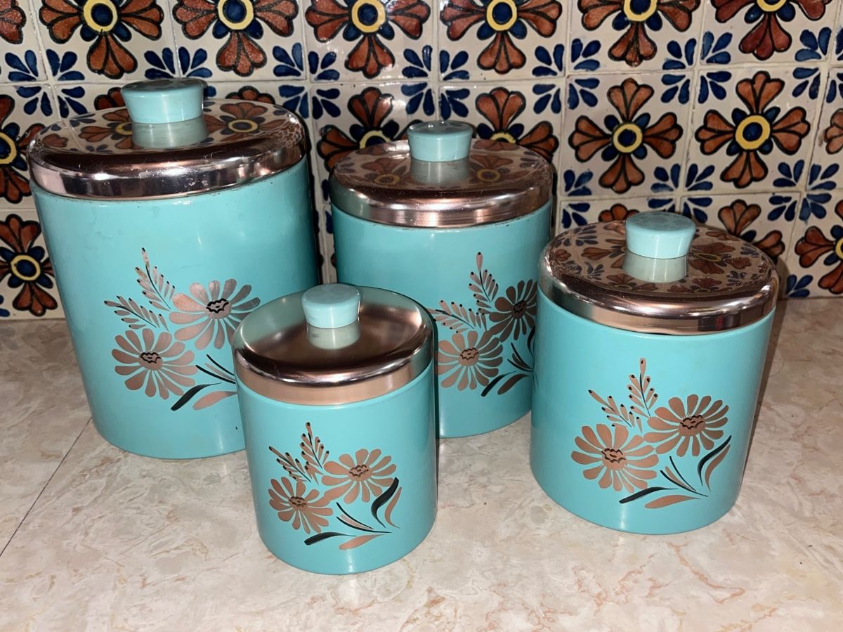 MCM turquoise canisters