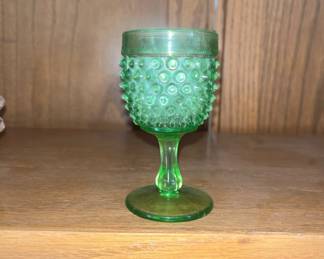 Green hobnail goblet