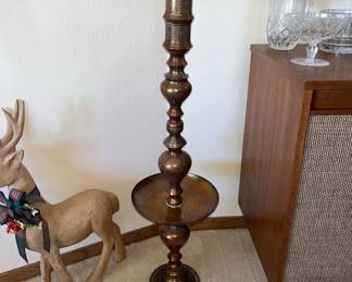 Large copper floor candle holder