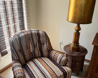 Pair of brown and beige side chairs