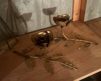 Copper rose candleholders
