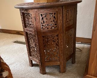 Antique carved Indian antique octagon folding table