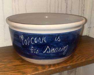 Stoneware popcorn bowl