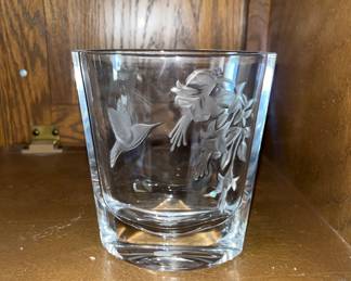 Etched glass ice bucket