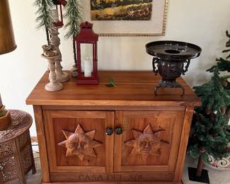 Hand carved Sun wood chest