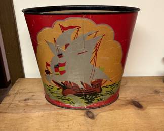 Vintage ship design trashcan