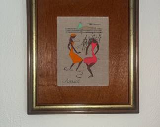1950’s Virgilio Nana’s art deco paint on linen Brazilian folk art