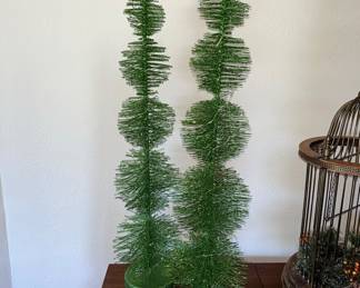 Two wire brush lighted Christmas tree trees