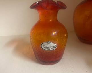 Rainbow hand blown glass vase